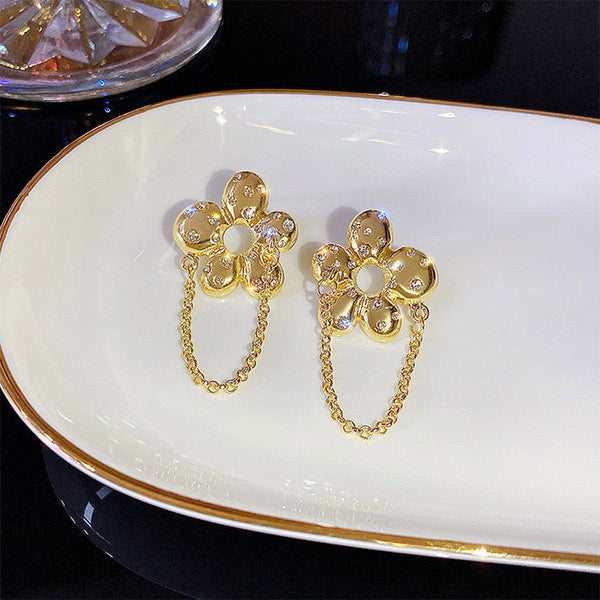 floral chain earrings