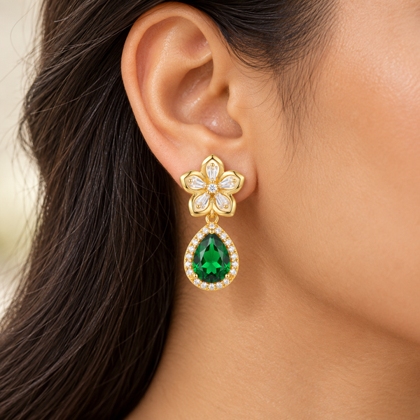 Emerald Drop Bloom Earring