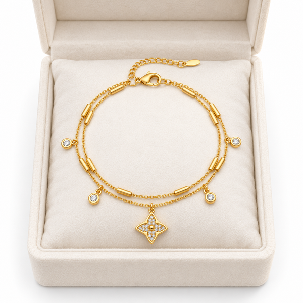 Dual Layer Leaf Clove Bracelet