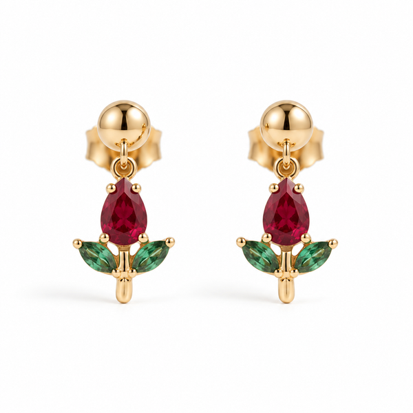 Ruby Tulip Earring