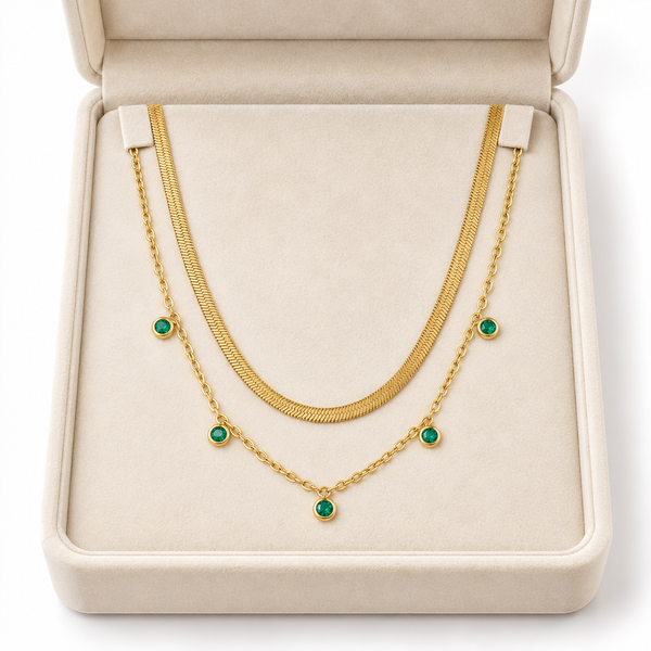 Double Layer Green Chime Necklace