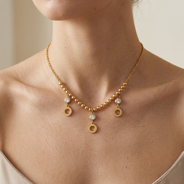 Gold Bead charm Necklace