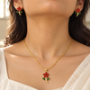 Ruby Flower Necklace with Earrings