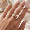 Twin Stone Pearl Detail ring
