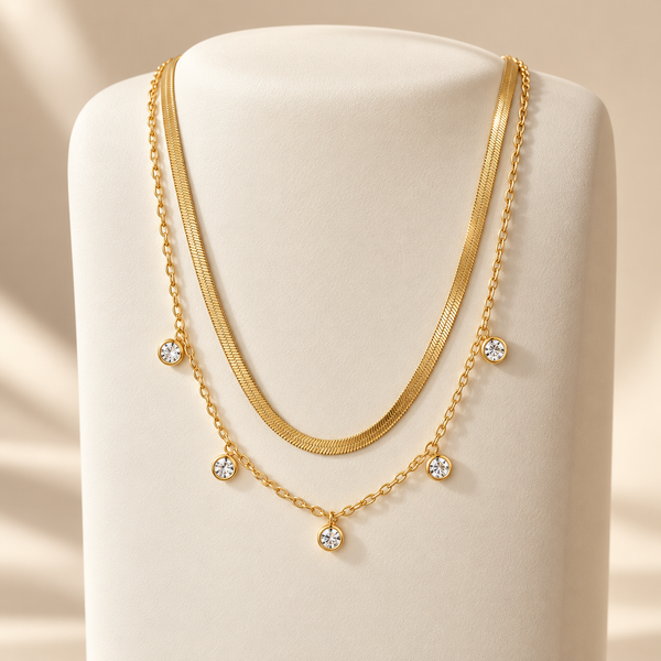 Dual Layer Crystal Chime Necklace
