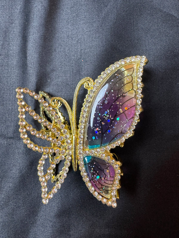 Embellished Purple Hued Butterfly Hair Claw hair claw clip – alternate angle