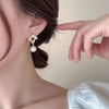 Geometric square pearl earrings
