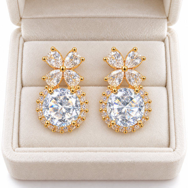 Ball Crystal Flower Earrings
