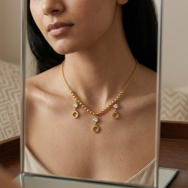 Gold Bead charm Necklace
