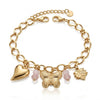 Gold Butterfly Pink Charm Bracelet