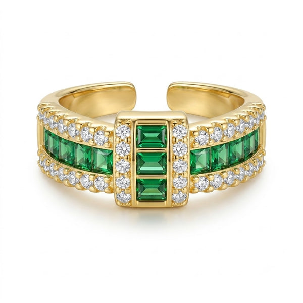Emerald Bow Studded Ring
