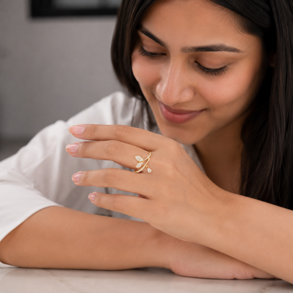 Fishtail Crystal Dangle Stone Ring