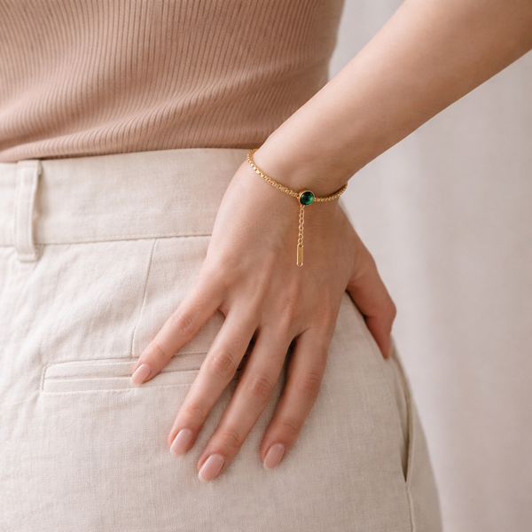 Dainty Emerald Stone Bracelet