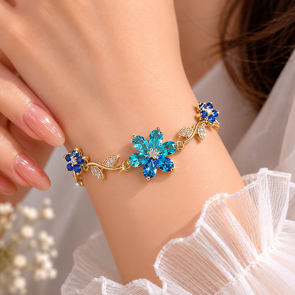 Blue Flower Chain Bracelet