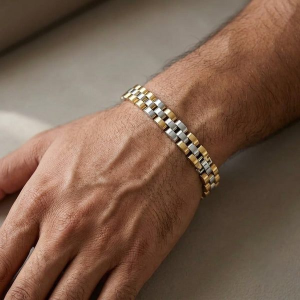 Dual Tone Verc Men's Bracelet