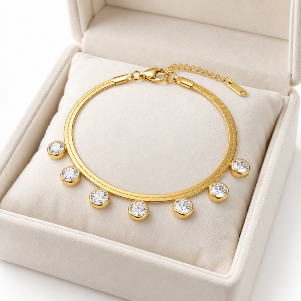 Minimal Crystal Snake Chain Bracelet