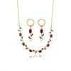 Ruby Tulip Necklace with Earrings