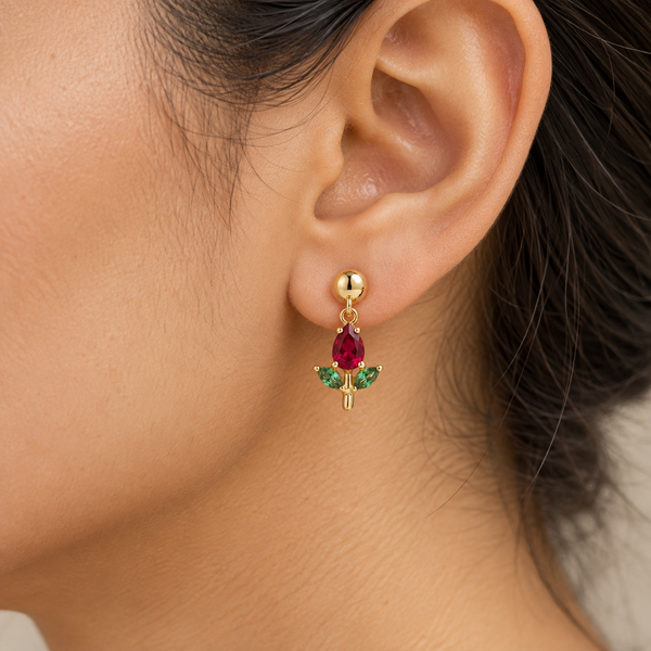 Ruby Tulip Earring