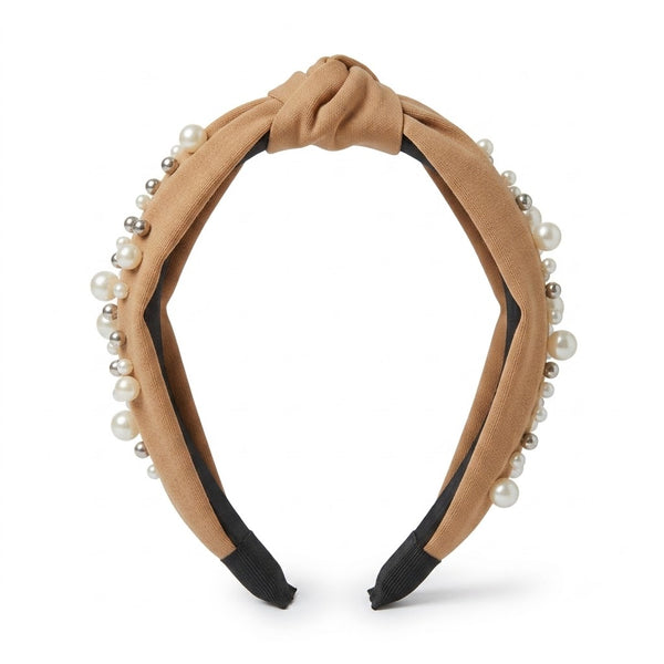 Pearl Studded Knotted Headband jewellery shown with Fix My Hairs gift packaging