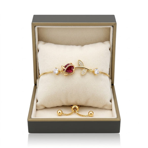 Ruby Tulip Bracelet ~ Adjustable