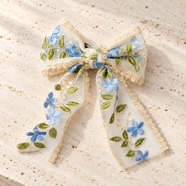 Dainty Flower Organza Bow Clip