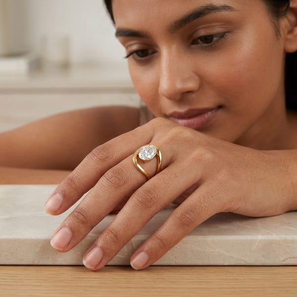 Abstract Stone Ring - Adjustable