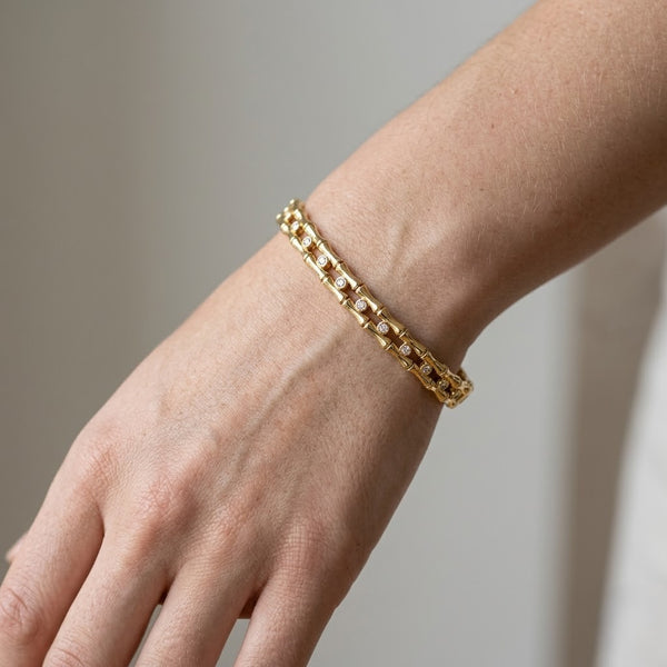 Bamboo Diamond Stud Bracelet