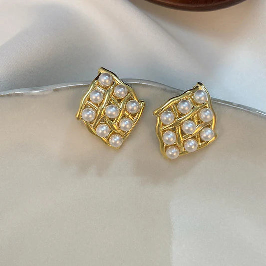 Square Pearl Stud Earring