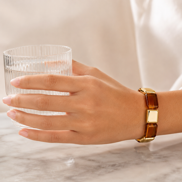 Marbel Pattern Acrylic Bracelet - Brown
