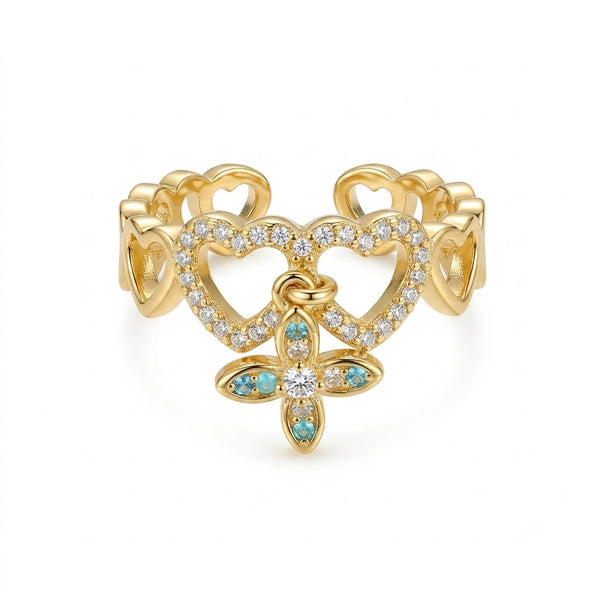 Heart Link Eye Charm Ring