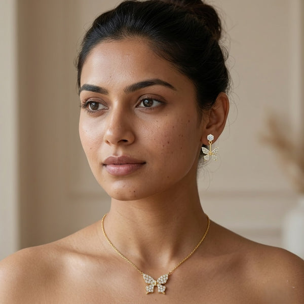 Solitaire Butterfly drop Earrings