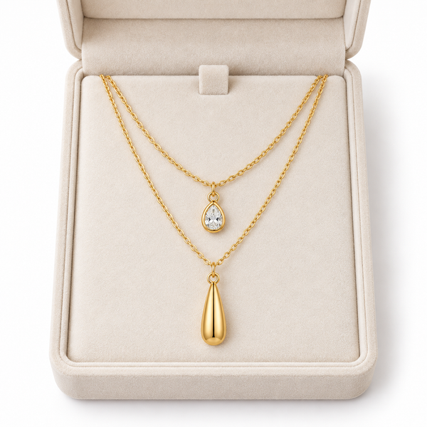 Double Layer Gold Drop Necklace