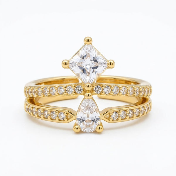Teardrop Crown Diamond Ring