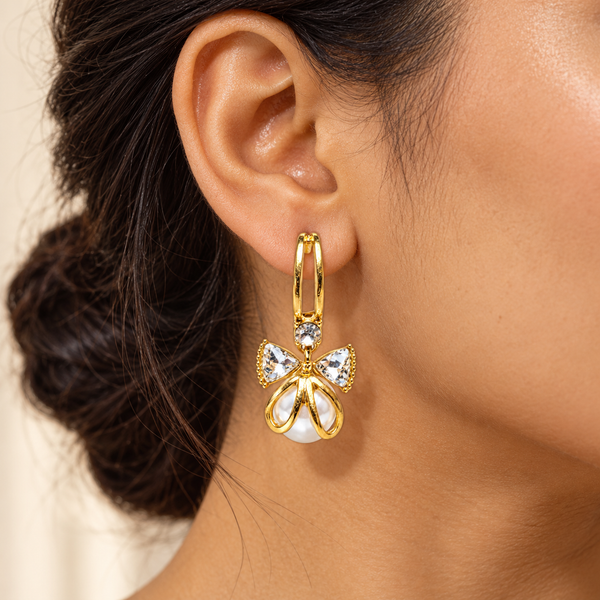 Perky Pearl Bow Earrings