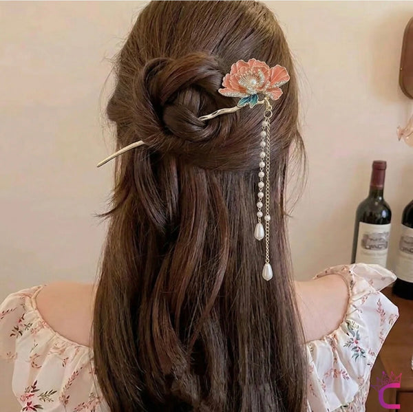 Peony Studded Hair Stick for women by Fix My Hairs