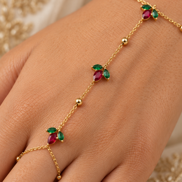 Ruby Tulip Hand Chain