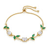 Crystal Emerald Leaf Adjustable Bracelet