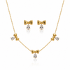 Teardrop Bow Necklace with Earrings