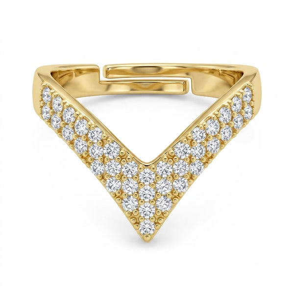 V Embellished Statement Ring