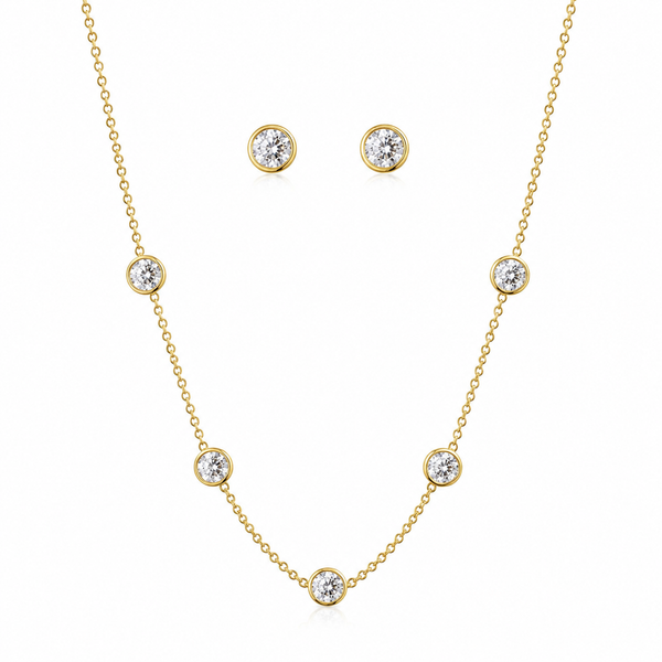 Crystal Charm Necklace with Earrings