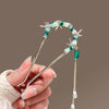 Close-up detail of the Bamboo-inspired Dangling Bead Hair Pin hair clip