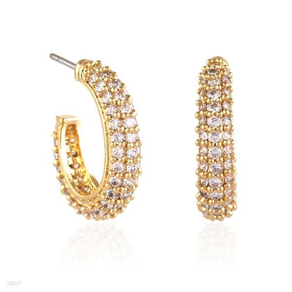 Crystal-Encrusted Huggie Hoop Earrings