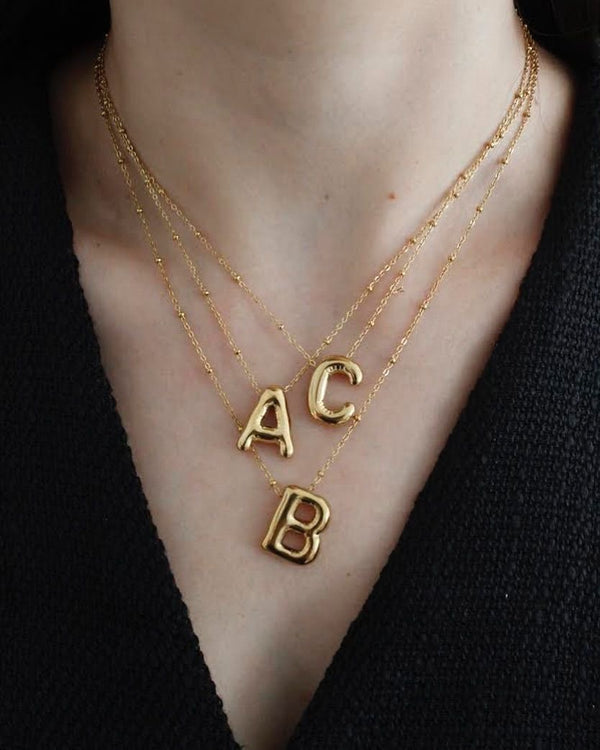 Viral Gold Bubble Letters Necklace