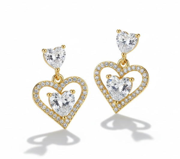 Heart Cut Zirconia Earrings