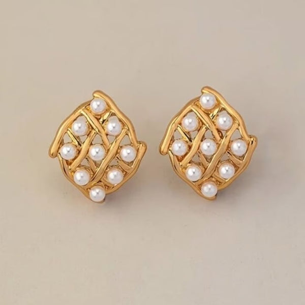 Square Pearl Stud Earring