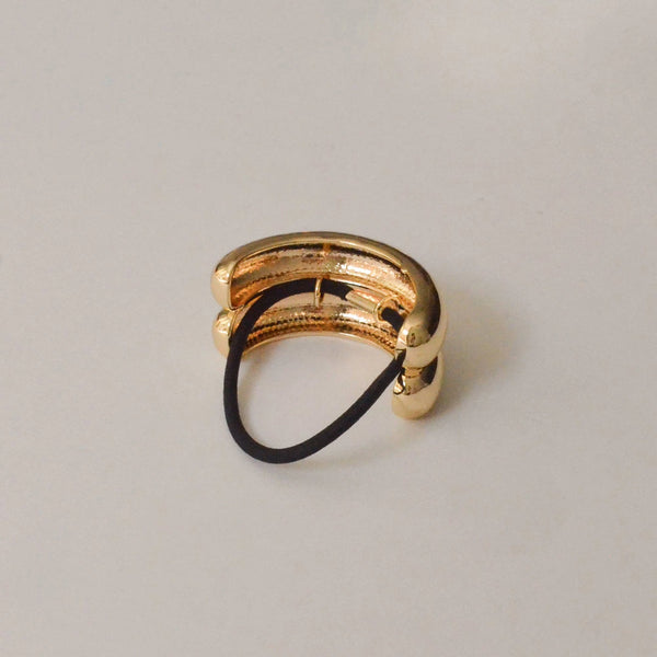 Wide Double Arch Metal Ponytail Hair Tie | Gold – alternate angle