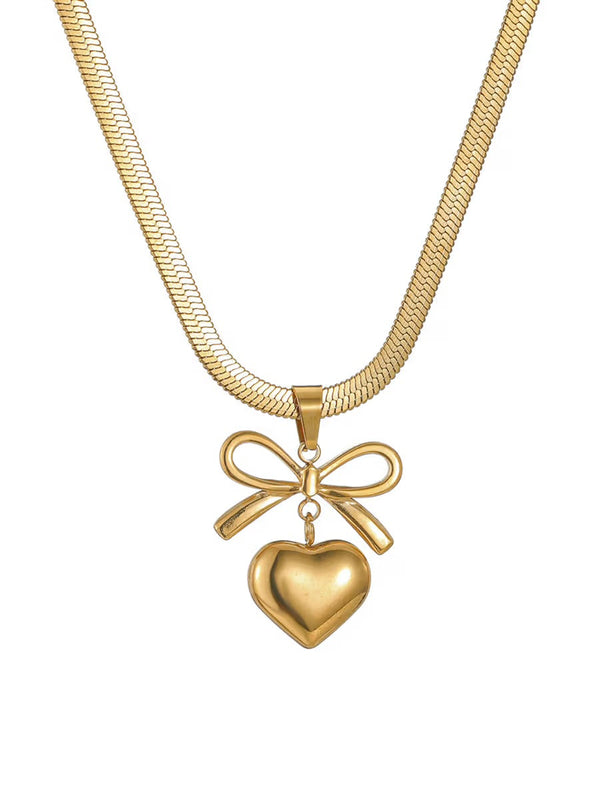 Bow Heart Necklace