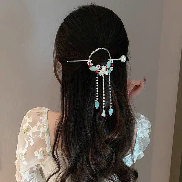 Delicate Flower Pearl Tassels Hair Stick – Pearl for women by Fix My Hairs