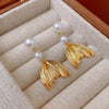 Mermaid tail and pearl dangle earrings