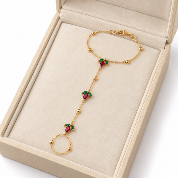 Ruby Tulip Hand Chain